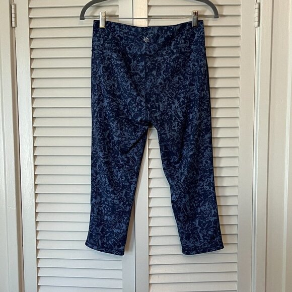 ATHLETA Midrise Navy Printed Crop Chaturanga Crop Leggings medium women - Picture 5 of 8